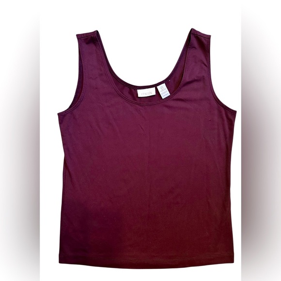Chico’s Maroon High Neck Tank Top Basic Knit Sleeveless  Size 0 - Picture 1 of 5